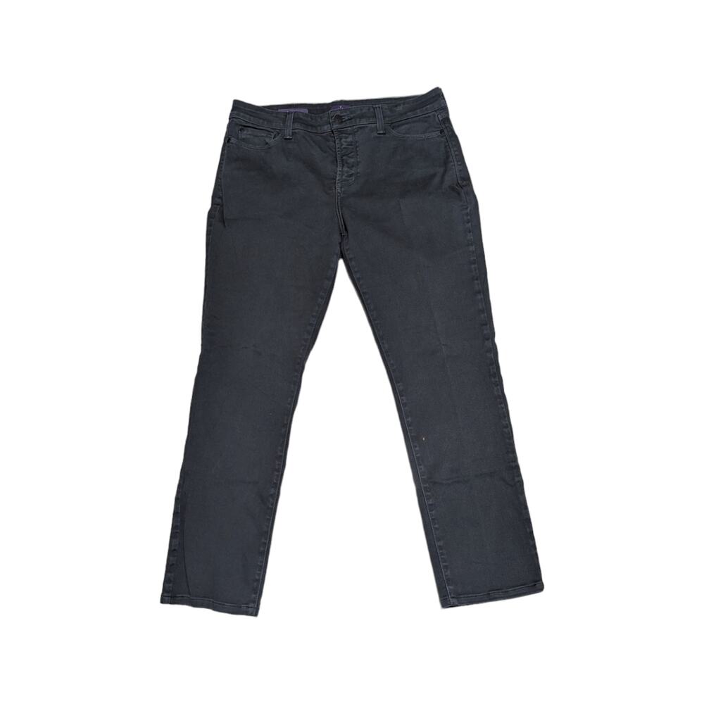 NYDJ Samantha Slim Jeans Trousers Dark Gray Pleat Front Womens 14 Lift Tuck Pant